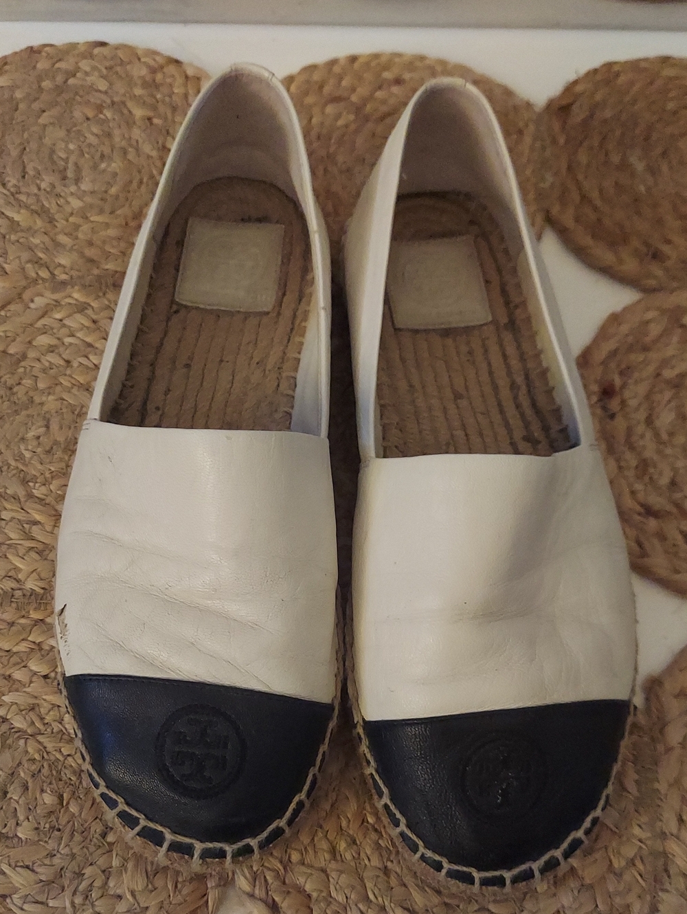Tory Burch White Leather Espadrilles